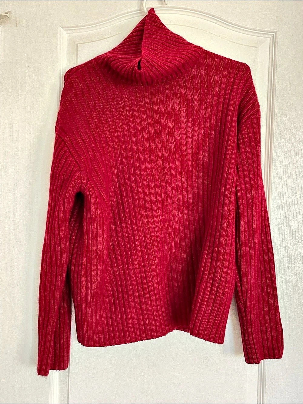 Ribbed Turtleneck Sweater in Red Size S